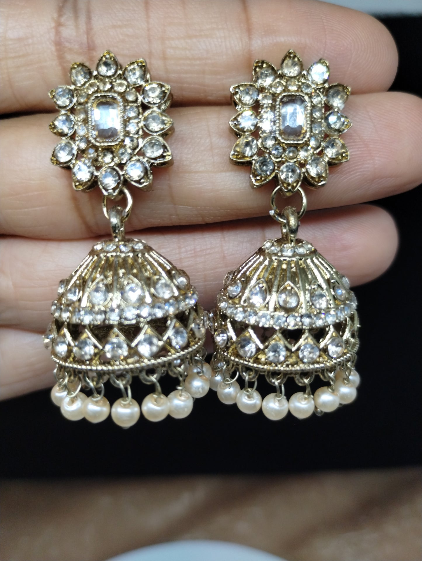 Aariz Gold-Tone Crystal Jhumka