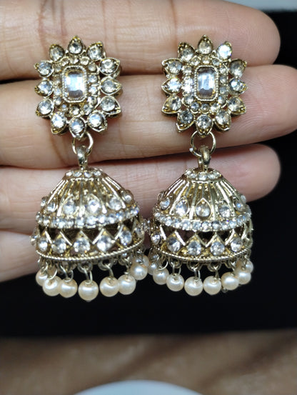 Aariz Gold-Tone Crystal Jhumka