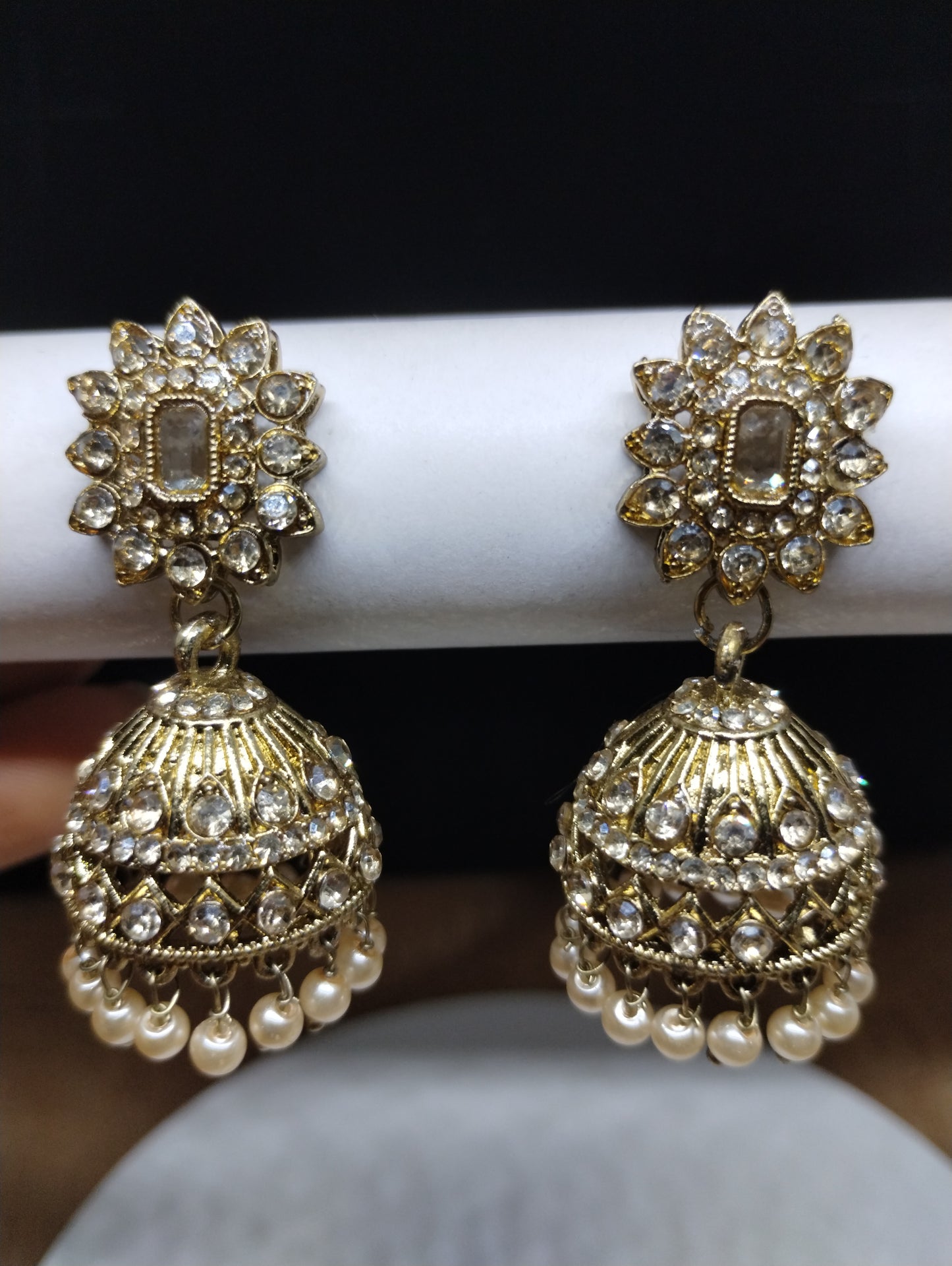 Aariz Gold-Tone Crystal Jhumka