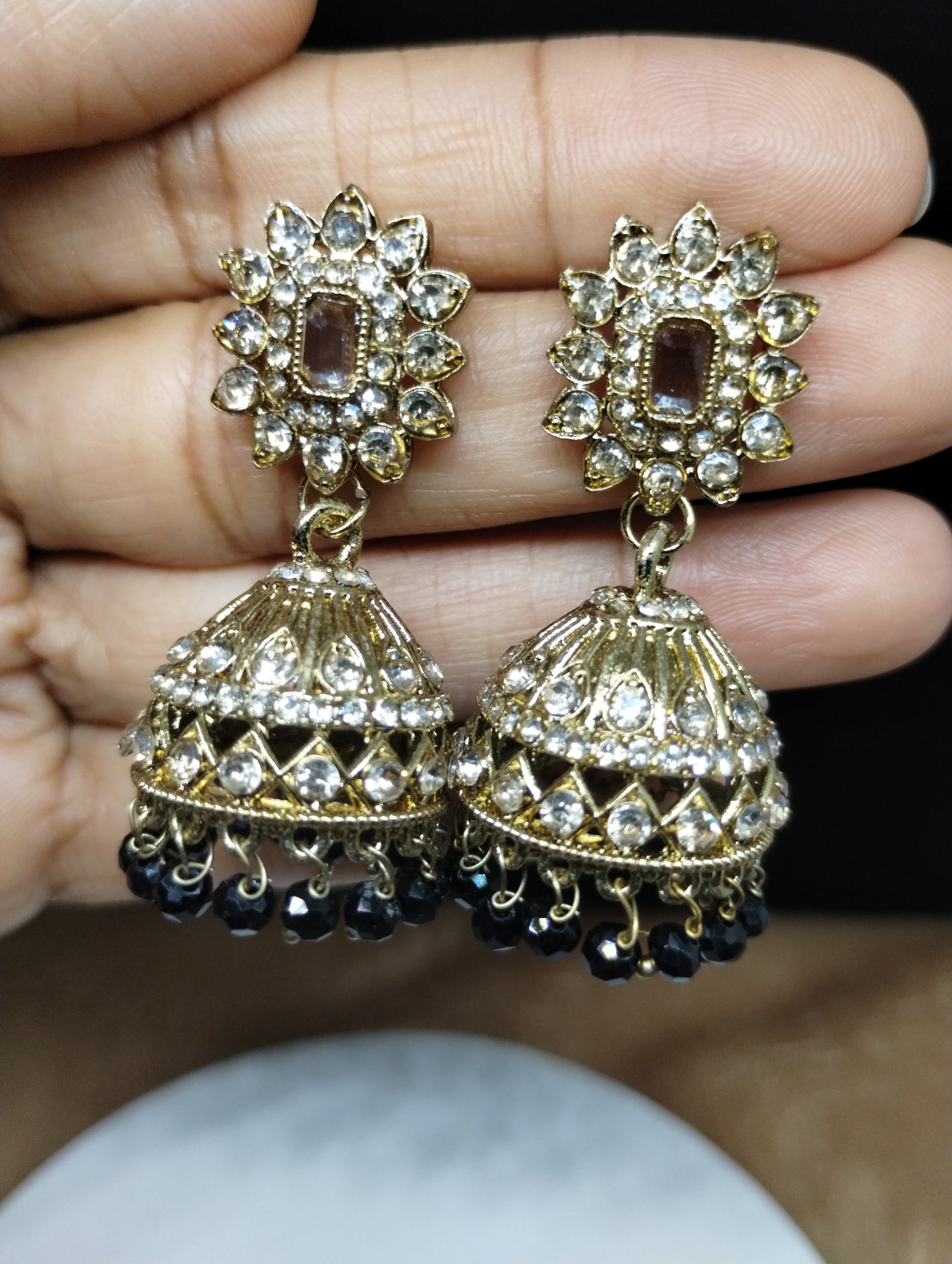 Aariz Gold-Tone Crystal Jhumka