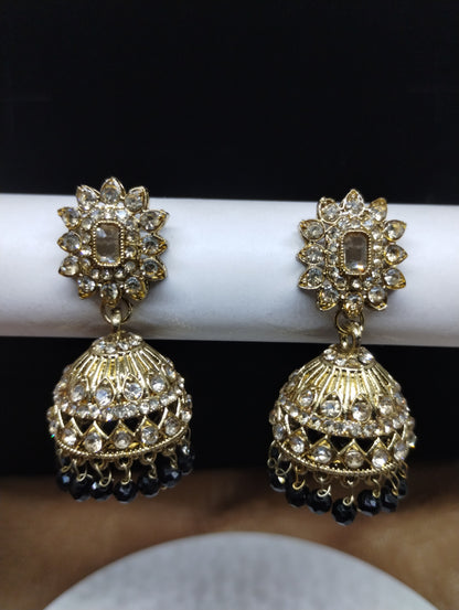 Aariz Gold-Tone Crystal Jhumka