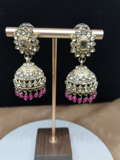 Aariz Gold-Tone Crystal Jhumka