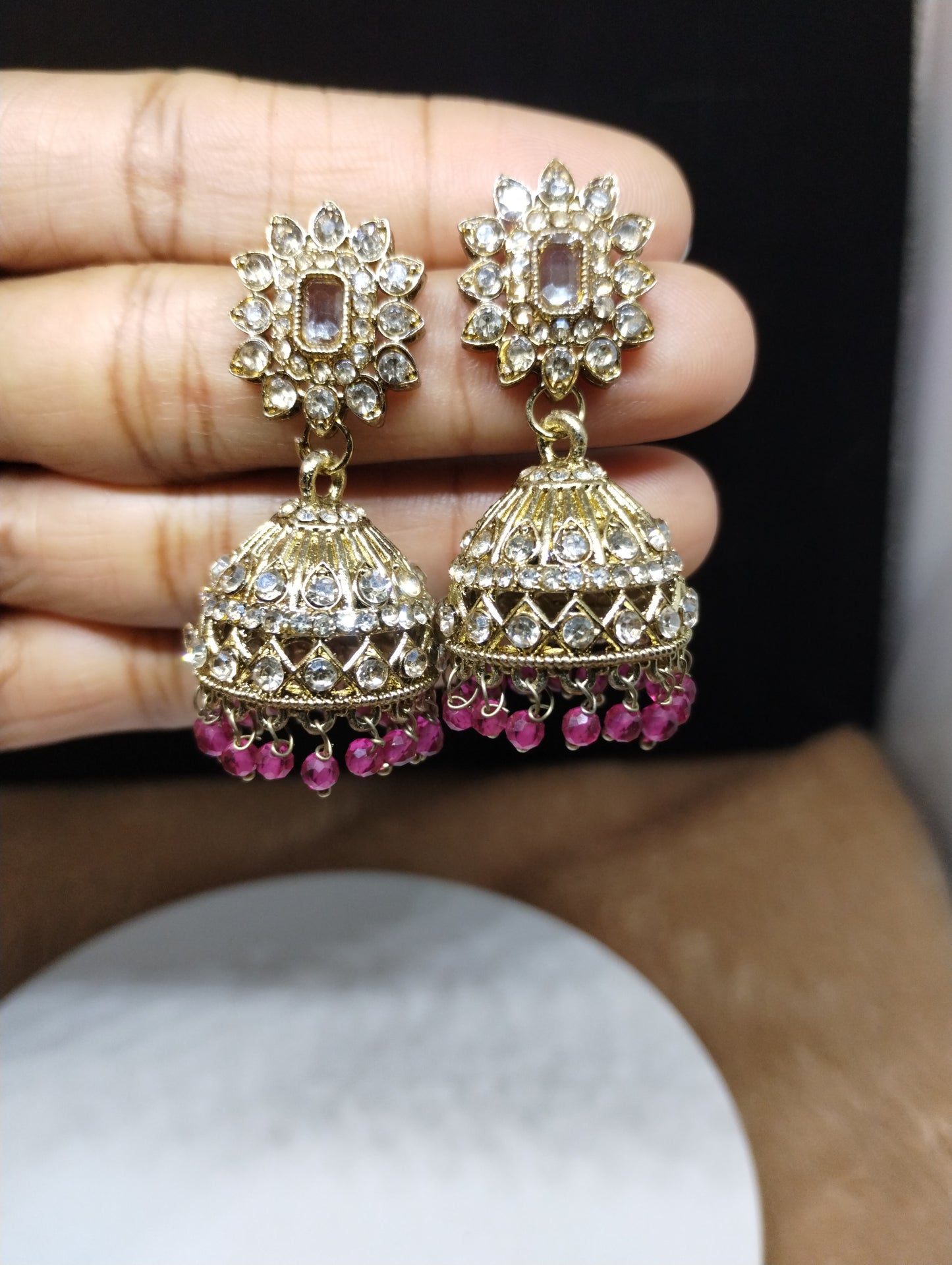 Aariz Gold-Tone Crystal Jhumka