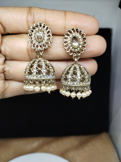 Aariz Gold-Tone Crystal Jhumka