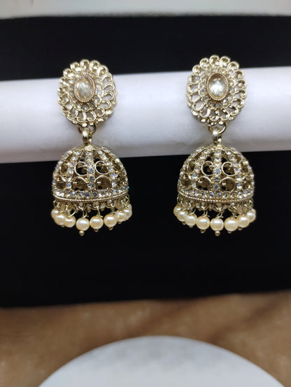 Aariz Gold-Tone Crystal Jhumka
