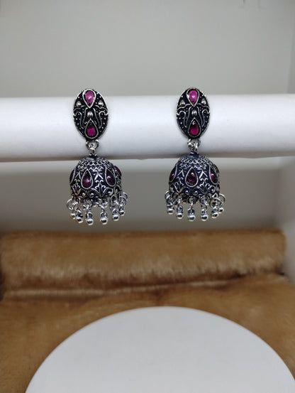 Nayra Oxidised Silver Jhumka