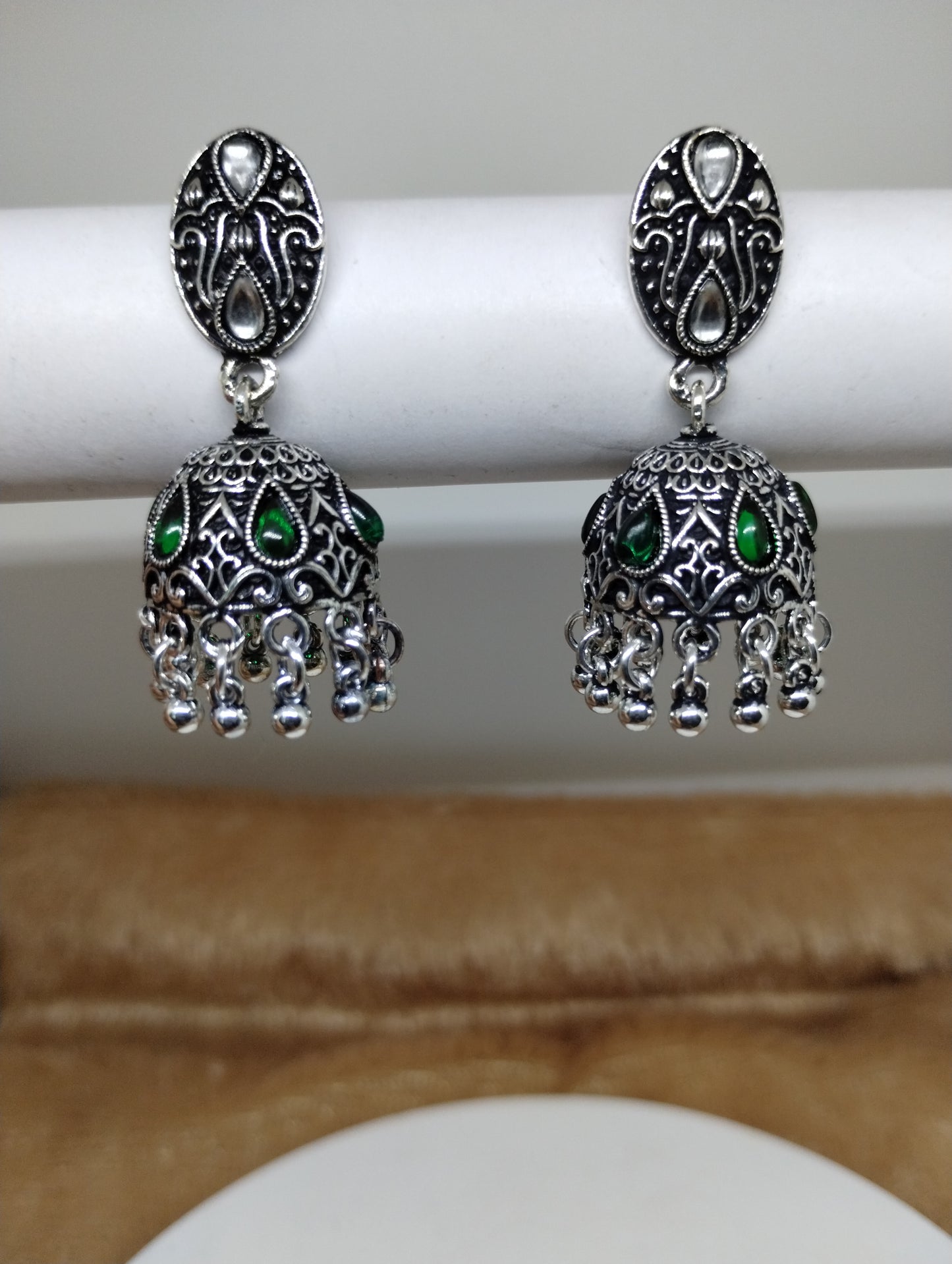 Nayra Oxidised Silver Jhumka