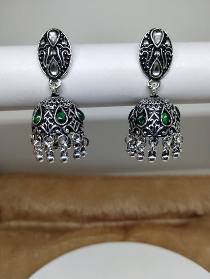 Nayra Oxidised Silver Jhumka