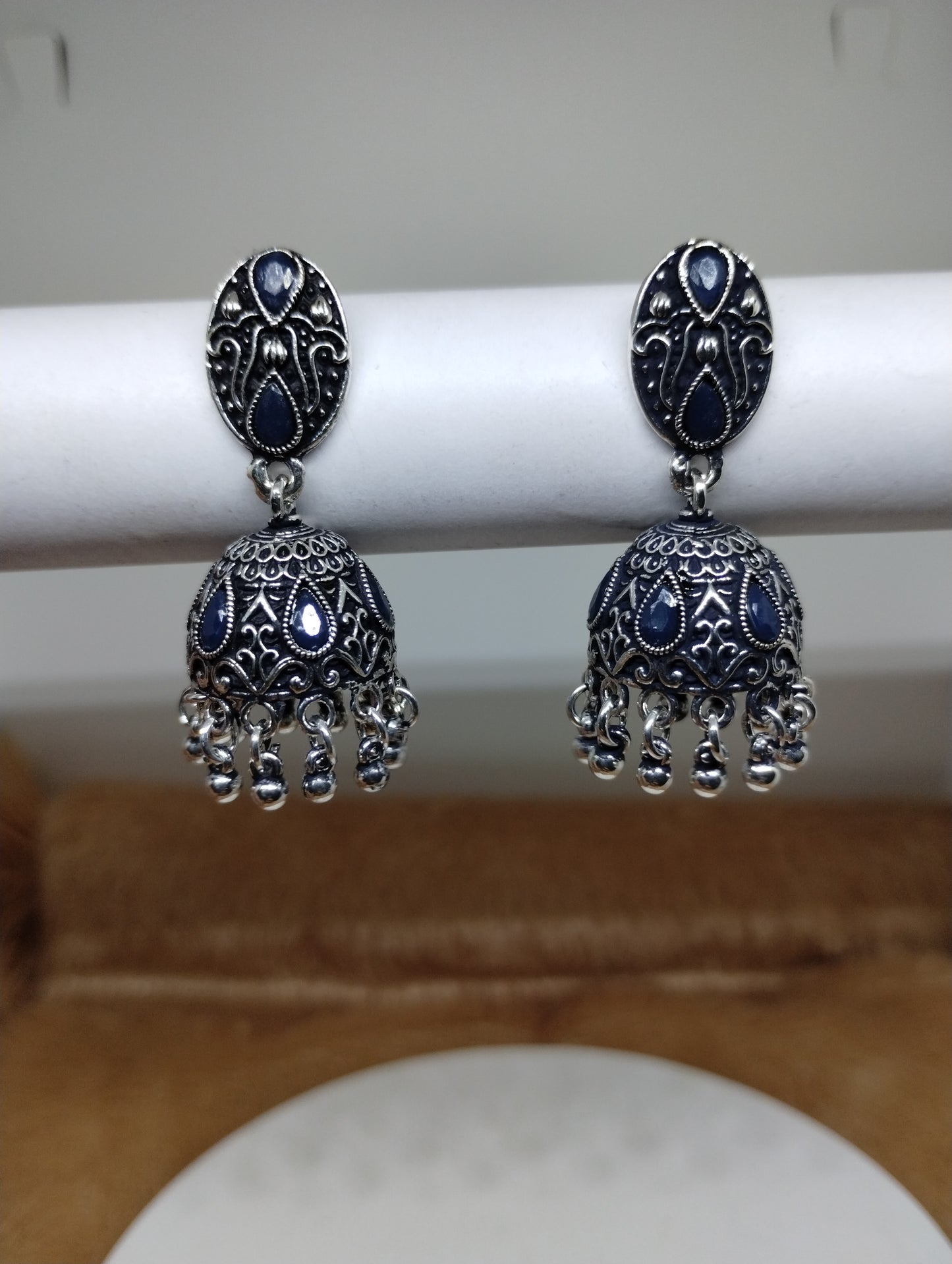 Nayra Oxidised Silver Jhumka