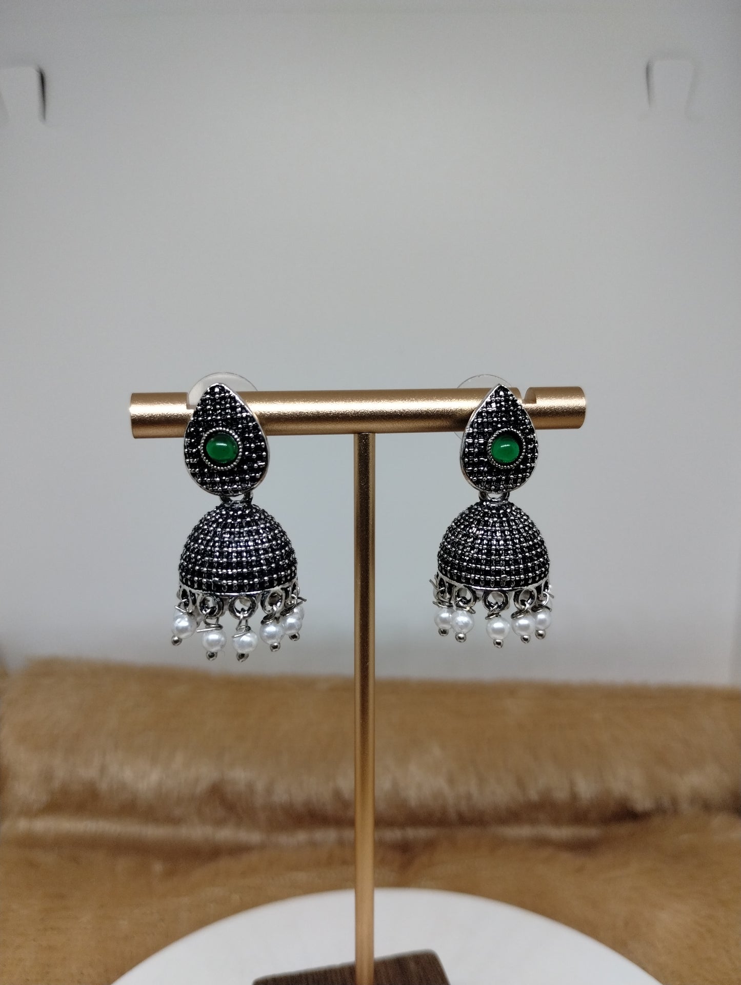 Nayra Oxidised Silver Jhumka
