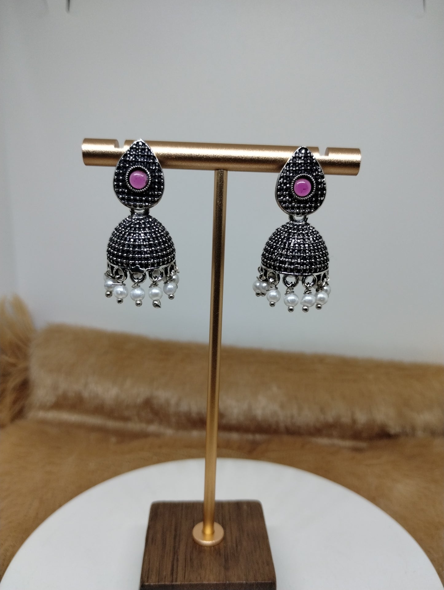 Nayra Oxidised Silver Jhumka