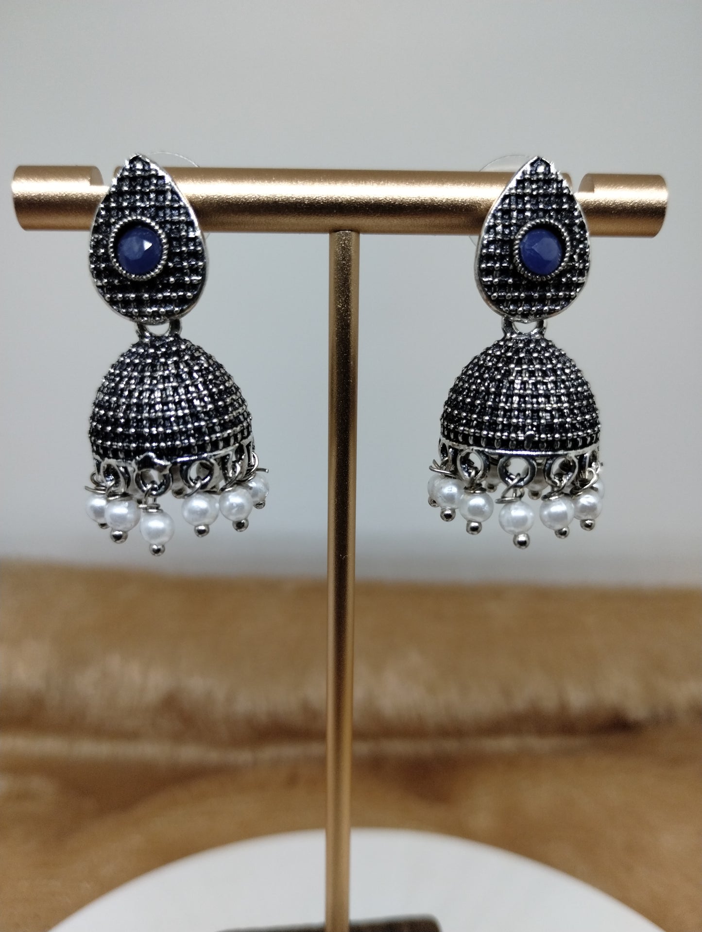 Nayra Oxidised Silver Jhumka