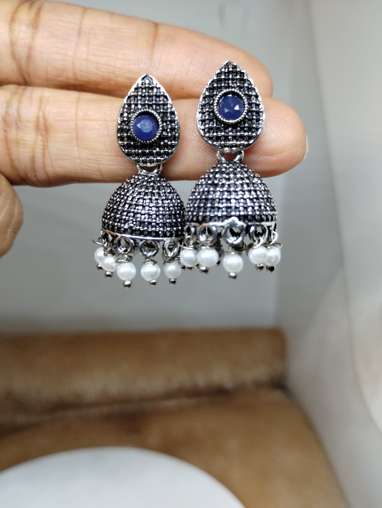 Nayra Oxidised Silver Jhumka