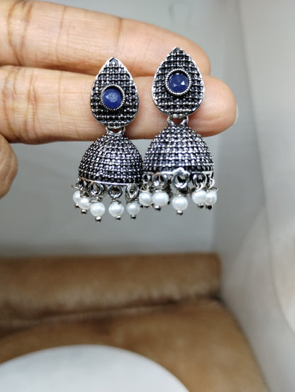 Nayra Oxidised Silver Jhumka