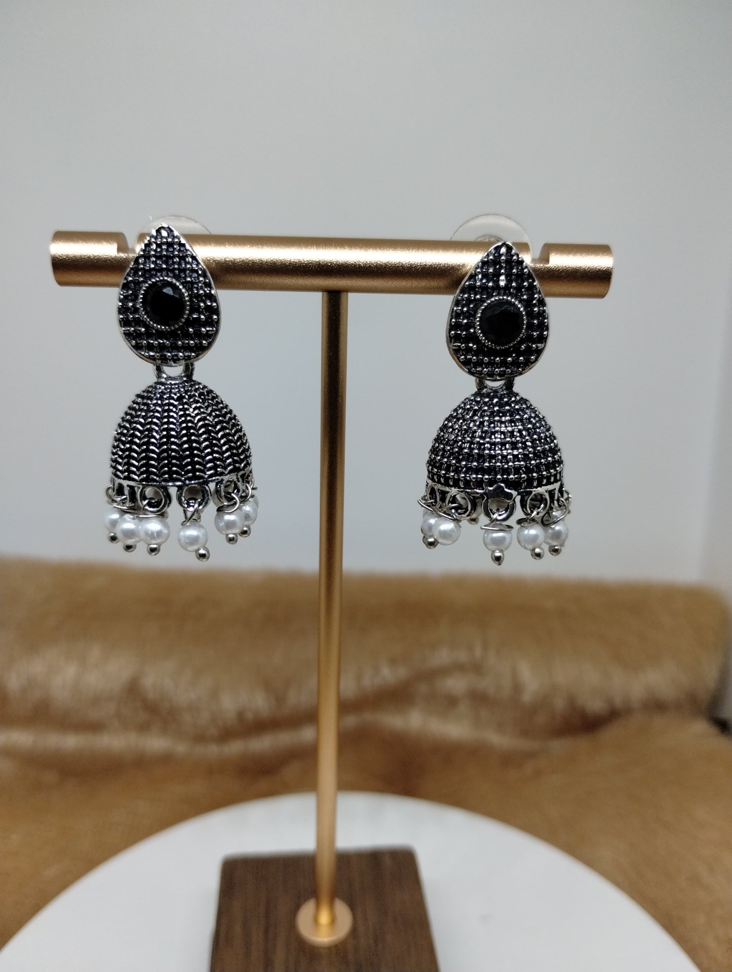 Nayra Oxidised Silver Jhumka