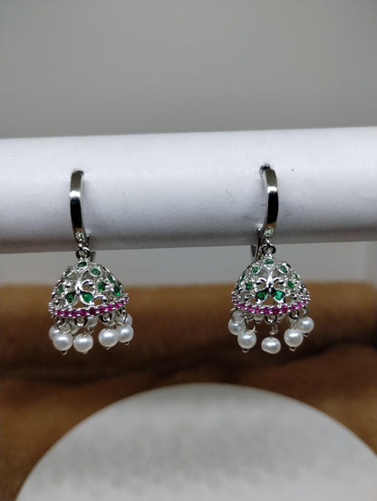 Aarohi Luxe CZ Jhumka Hoop Earrings