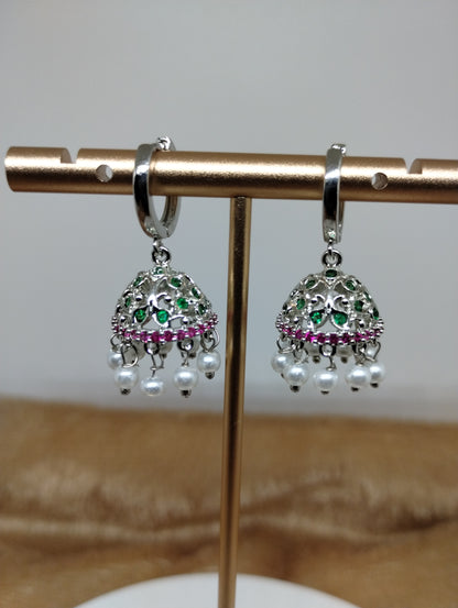 Aarohi Luxe CZ Jhumka Hoop Earrings