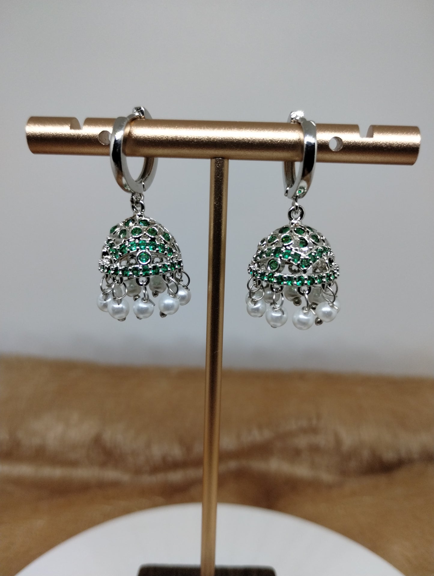 Aarohi Luxe CZ Jhumka Hoop Earrings