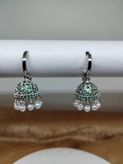 Aarohi Luxe CZ Jhumka Hoop Earrings