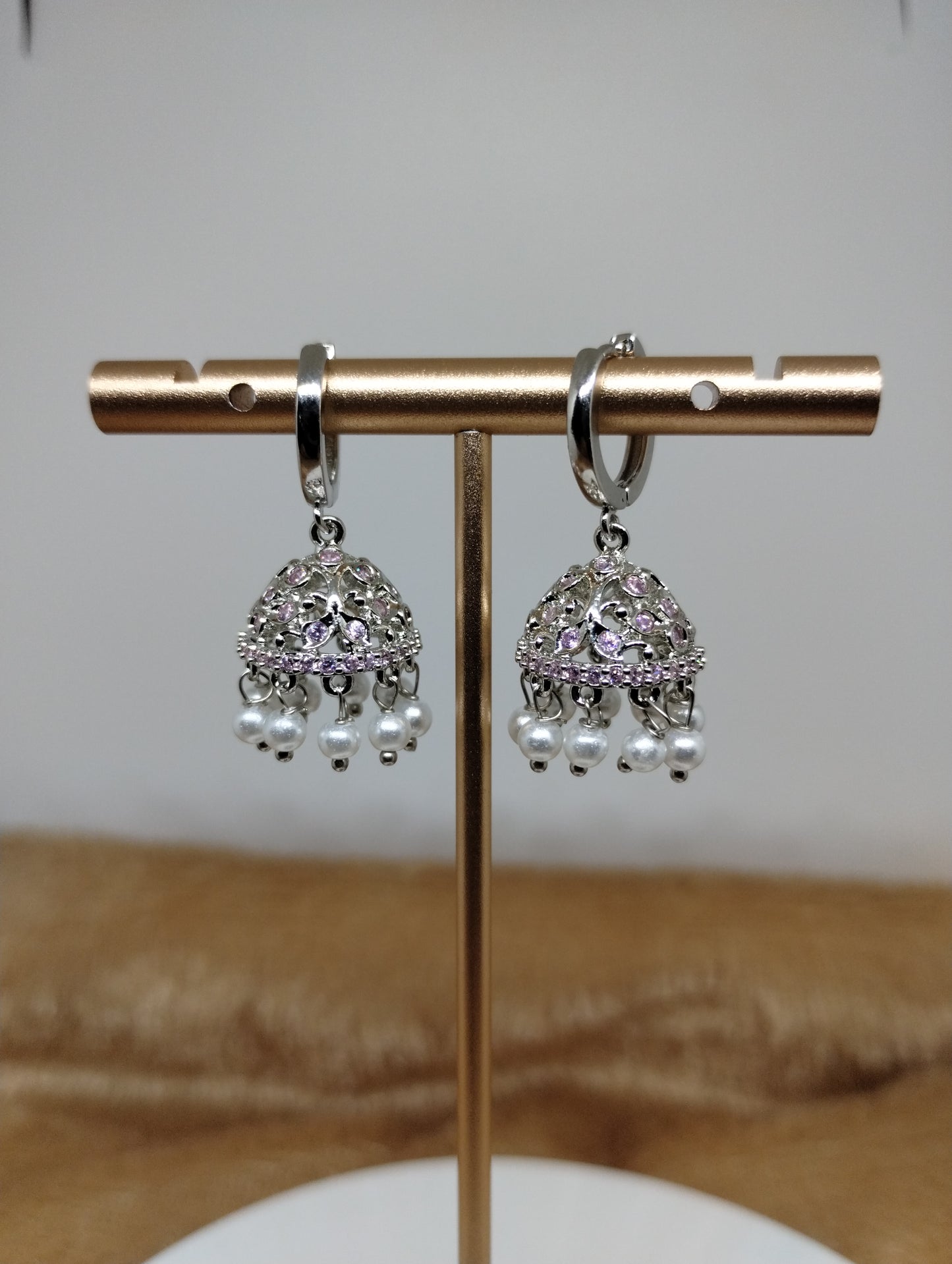 Aarohi Luxe CZ Jhumka Hoop Earrings
