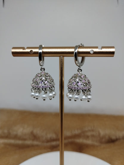 Aarohi Luxe CZ Jhumka Hoop Earrings