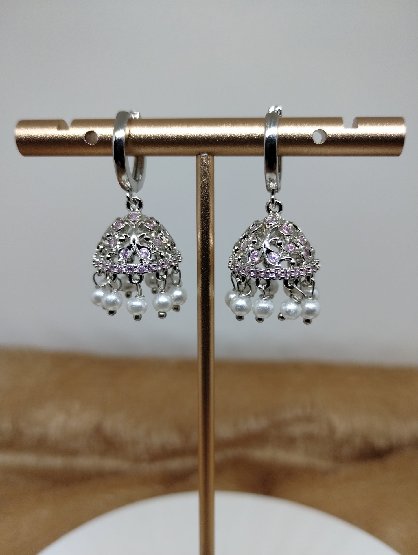 Aarohi Luxe CZ Jhumka Hoop Earrings
