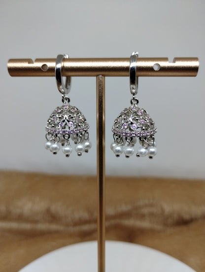Aarohi Luxe CZ Jhumka Hoop Earrings