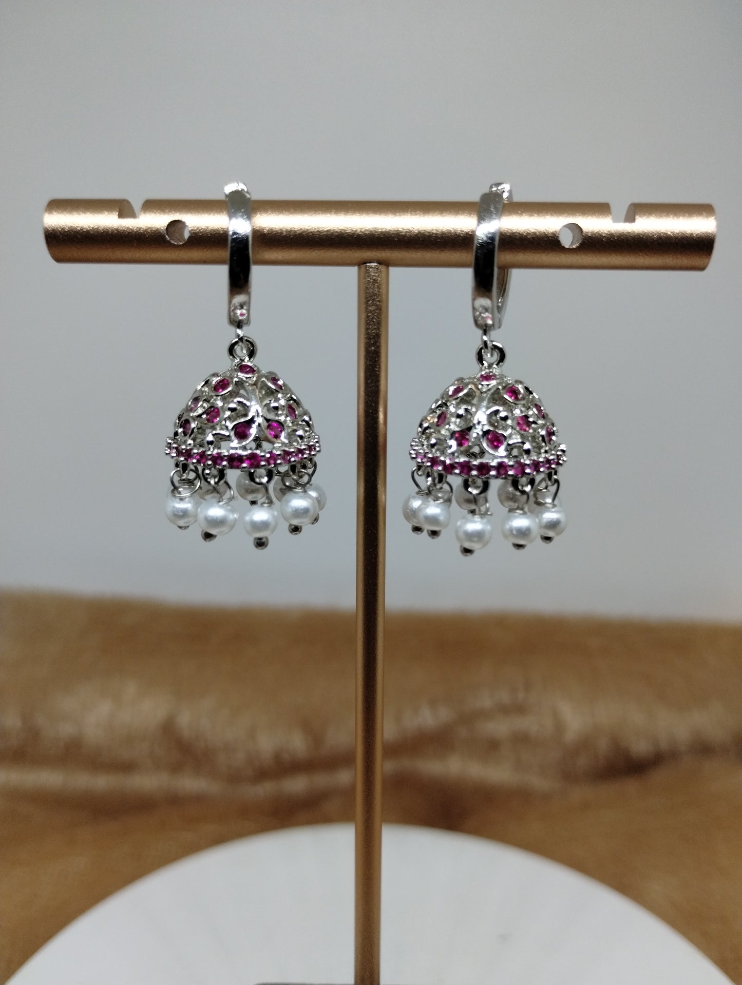 Aarohi Luxe CZ Jhumka Hoop Earrings