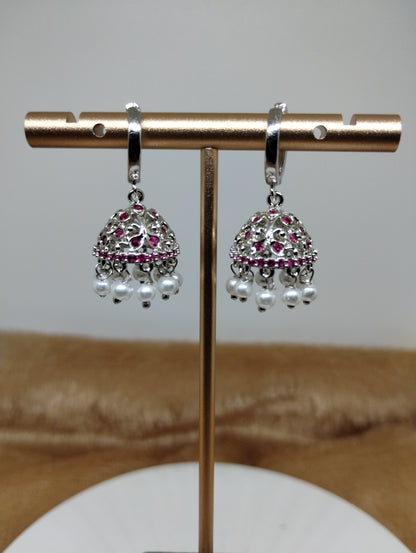 Aarohi Luxe CZ Jhumka Hoop Earrings