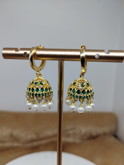 Aarohi Luxe CZ Jhumka Hoop Earrings