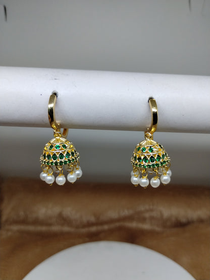 Aarohi Luxe CZ Jhumka Hoop Earrings