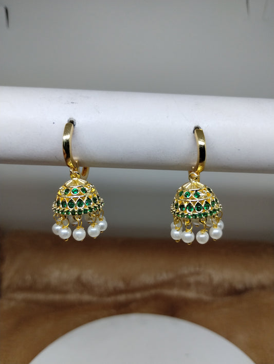 Aarohi Luxe CZ Jhumka Hoop Earrings