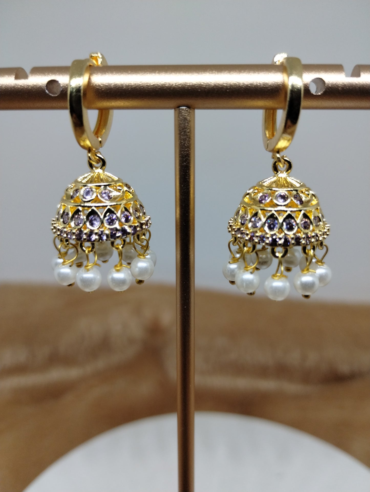 Aarohi Luxe CZ Jhumka Hoop Earrings