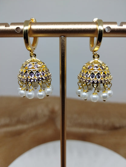 Aarohi Luxe CZ Jhumka Hoop Earrings
