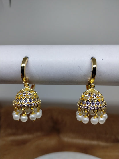 Aarohi Luxe CZ Jhumka Hoop Earrings