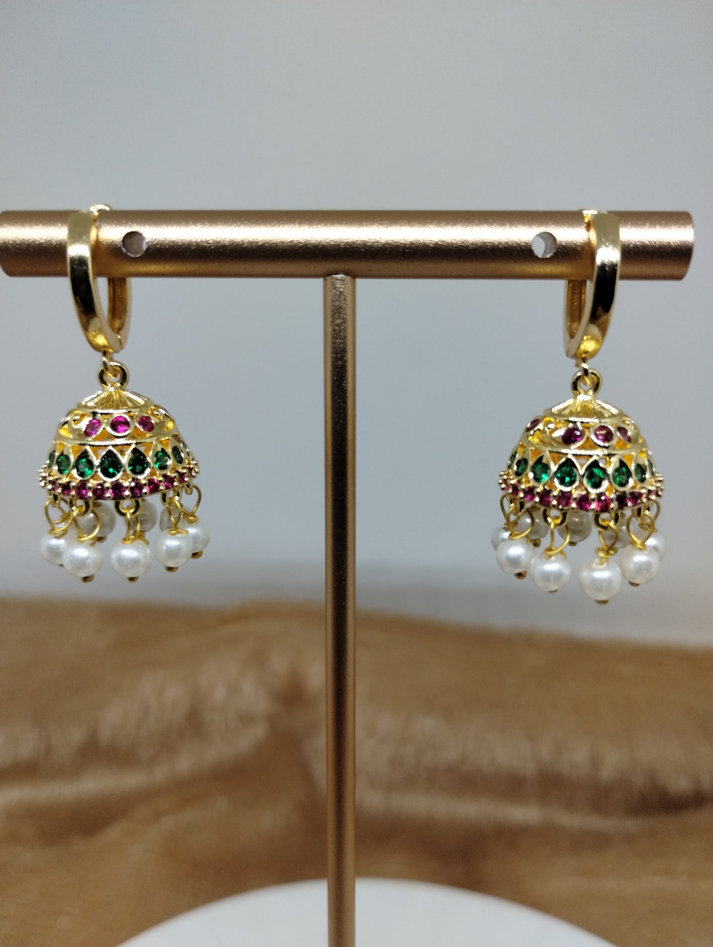 Aarohi Luxe CZ Jhumka Hoop Earrings