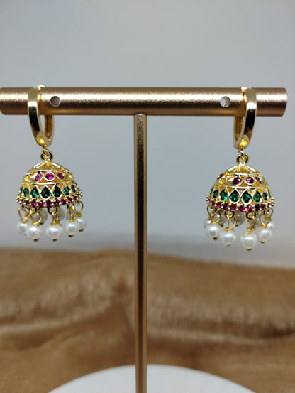 Aarohi Luxe CZ Jhumka Hoop Earrings