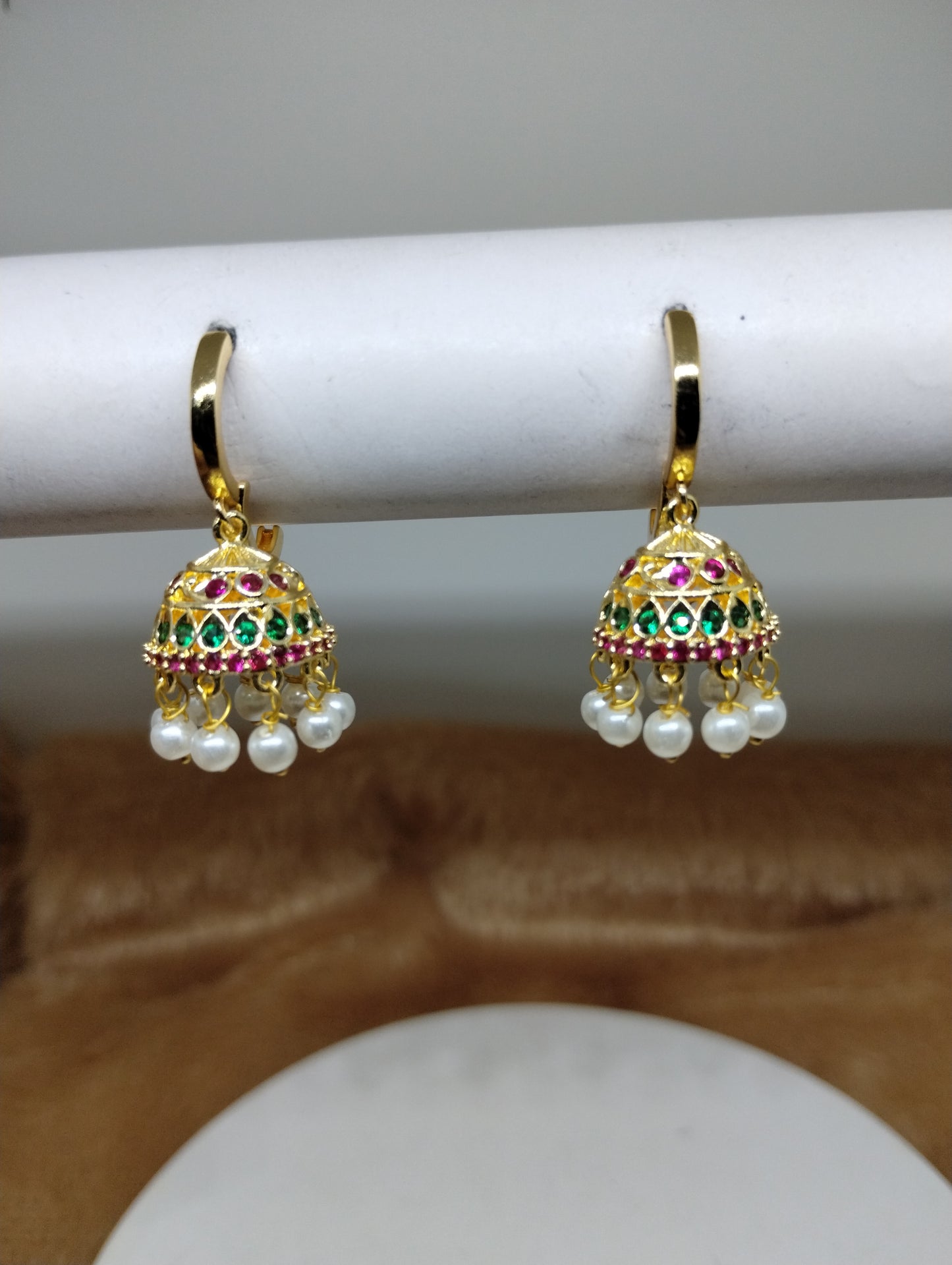 Aarohi Luxe CZ Jhumka Hoop Earrings
