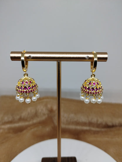 Aarohi Luxe CZ Jhumka Hoop Earrings