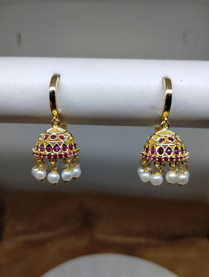 Aarohi Luxe CZ Jhumka Hoop Earrings