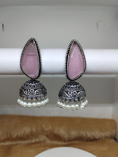 Aarunya Stone Oxidised Jhumka
