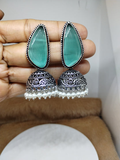 Aarunya Stone Oxidised Jhumka