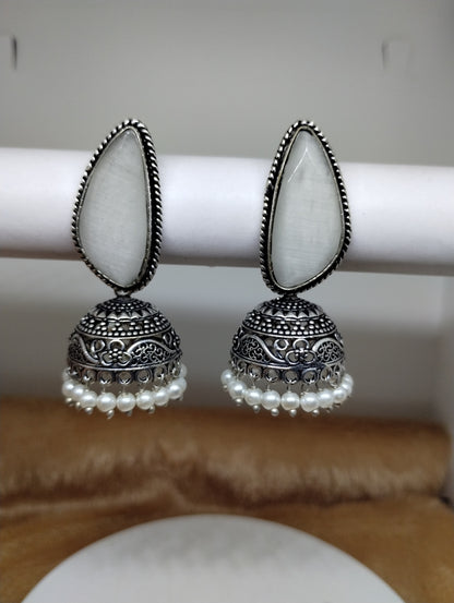 Aarunya Stone Oxidised Jhumka