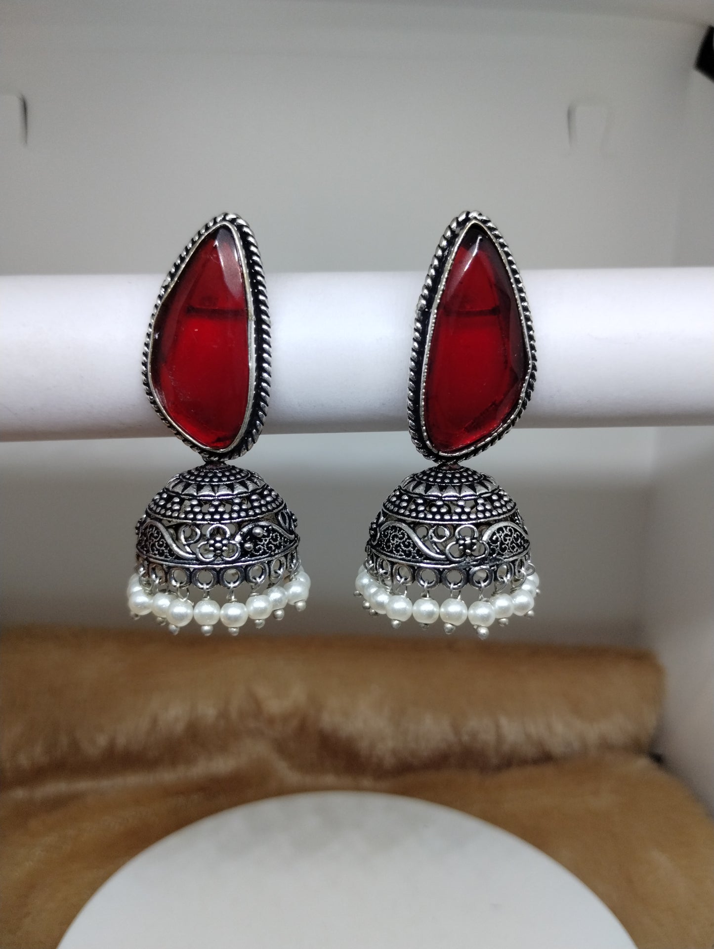 Aarunya Stone Oxidised Jhumka