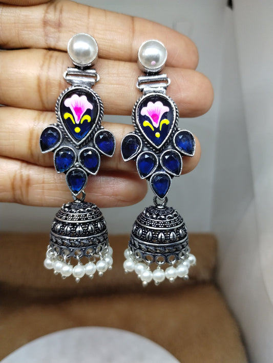 Mayura Hand-Painted Floral Jhumka