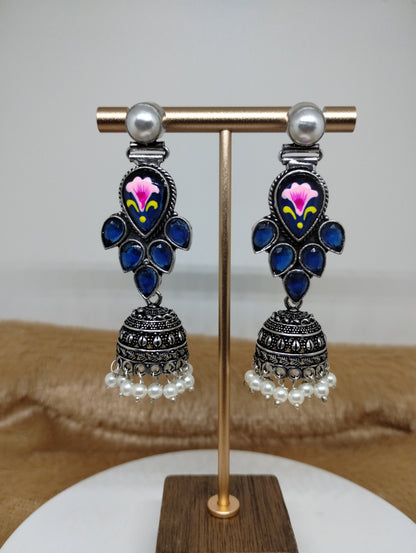 Mayura Hand-Painted Floral Jhumka