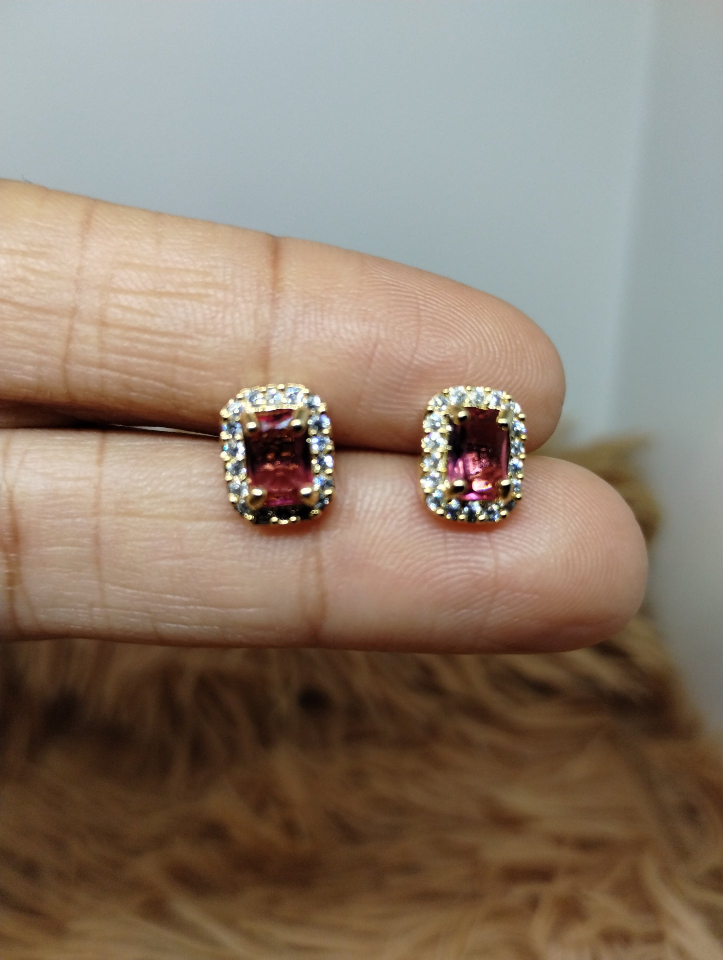 Halo American Diamond Stud Earrings
