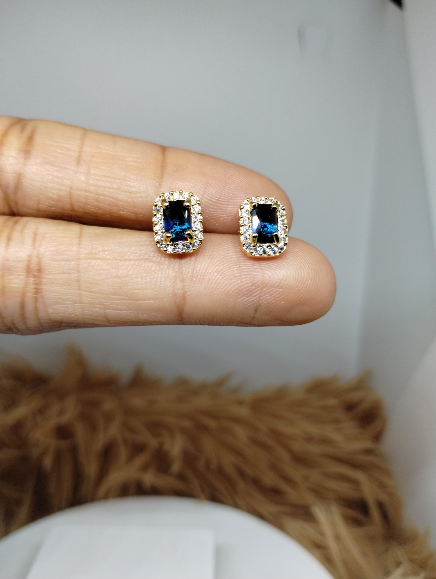Halo American Diamond Stud Earrings