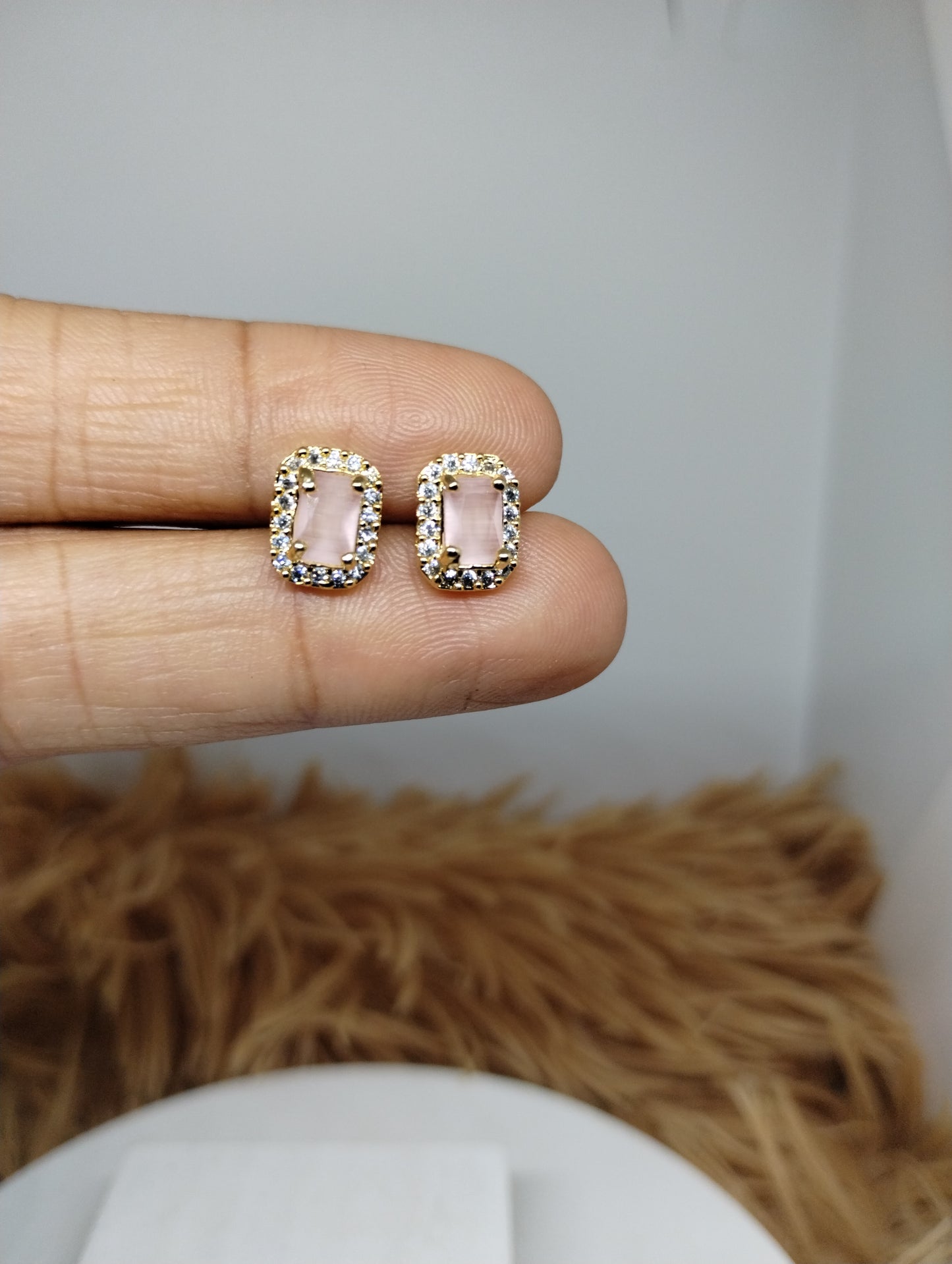 Halo American Diamond Stud Earrings