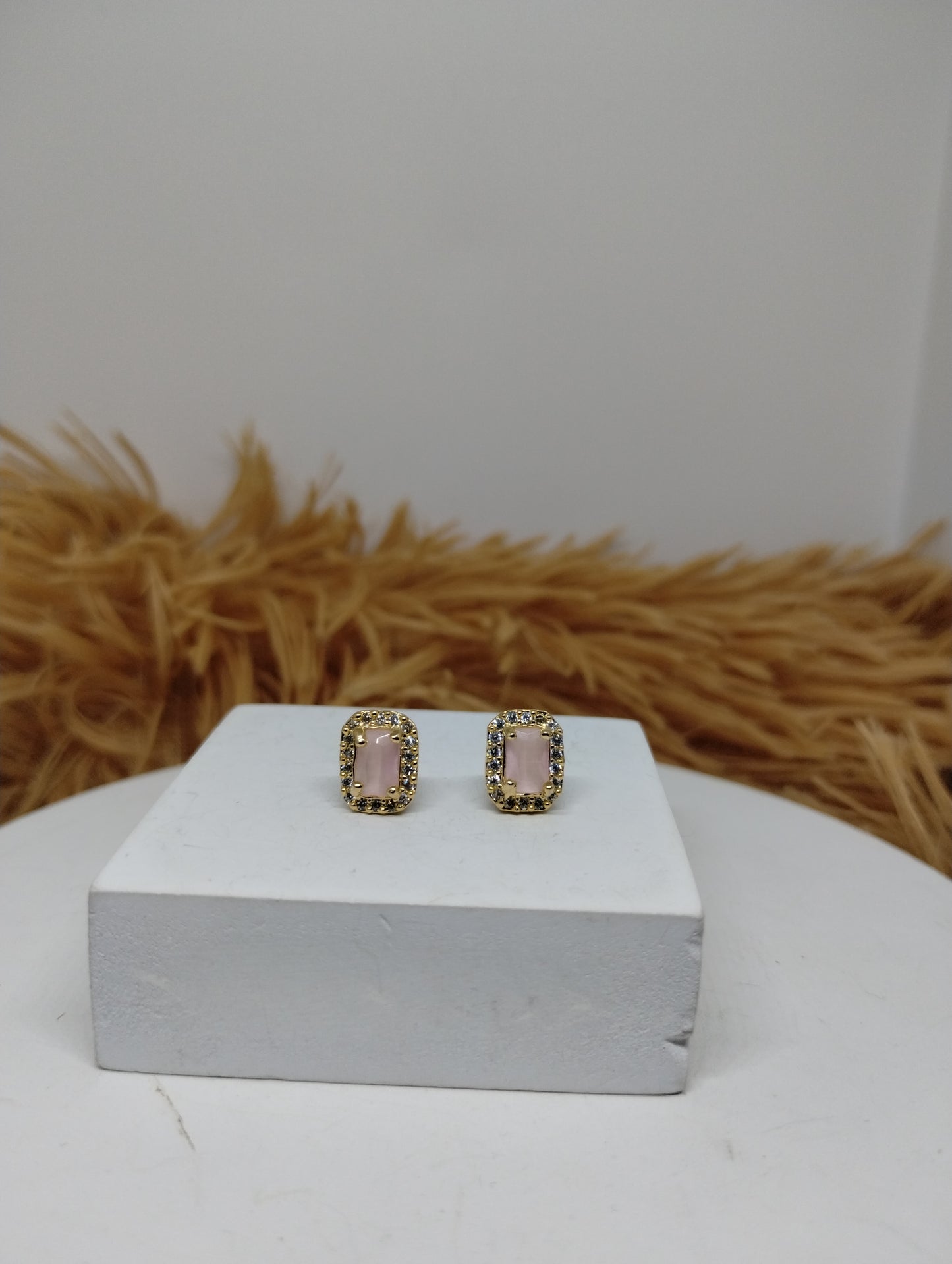 Halo American Diamond Stud Earrings
